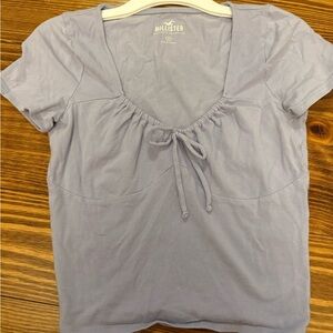 Hollister Purple Tie Front Fitted Blouse